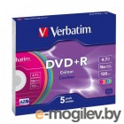  DVD+R Verbatim 4.7Gb 16x Slim case (5) Color (43556)